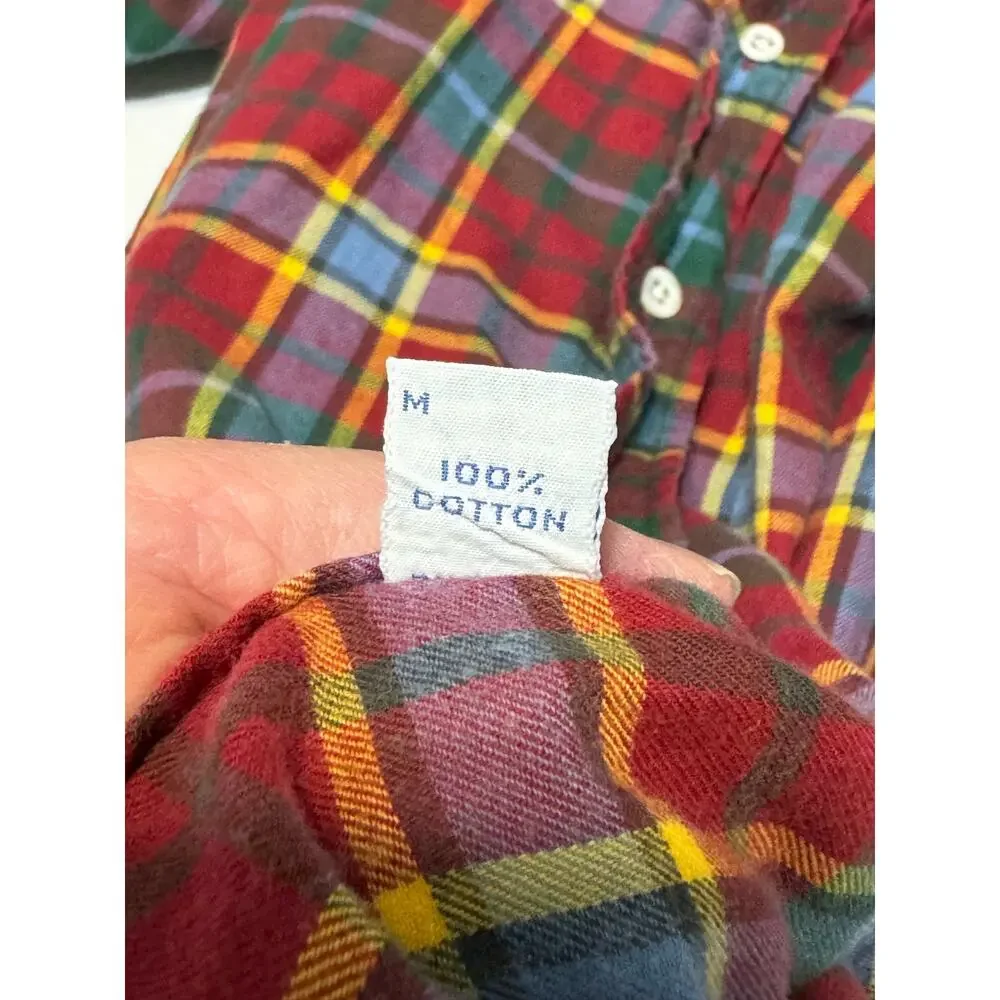 Ralph Lauren Classic Fit Plaid Flannel Button Down Shirt‎ Pony Logo Maroon Multi